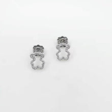 Load image into Gallery viewer, Hot Sale Fashion Women Silver Color Rose Gold Stainless Steel  Copper Hollow Crystal Animal Bear Stud Earrings Pulseras Jewelry
