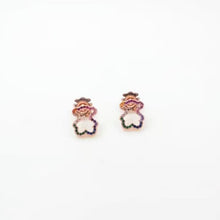 Load image into Gallery viewer, Hot Sale Fashion Women Silver Color Rose Gold Stainless Steel  Copper Hollow Crystal Animal Bear Stud Earrings Pulseras Jewelry
