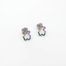Load image into Gallery viewer, Hot Sale Fashion Women Silver Color Rose Gold Stainless Steel  Copper Hollow Crystal Animal Bear Stud Earrings Pulseras Jewelry
