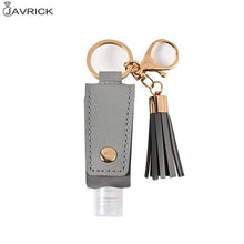Load image into Gallery viewer, 30ml Portable Empty Leakproof Plastic Travel Bottle for Hand Sanitizer with Tassels Leather Keychain Holder Carriers
