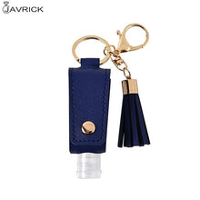 Load image into Gallery viewer, 30ml Portable Empty Leakproof Plastic Travel Bottle for Hand Sanitizer with Tassels Leather Keychain Holder Carriers
