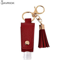 Load image into Gallery viewer, 30ml Portable Empty Leakproof Plastic Travel Bottle for Hand Sanitizer with Tassels Leather Keychain Holder Carriers
