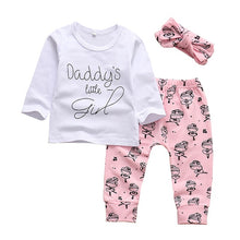 Load image into Gallery viewer, 3Pcs Newborn Baby Girl Clothes Set Fashion Autumn Cotton Letter T-shirt Pants Headband Fall Toddler Infant Outfits Clothing Suit

