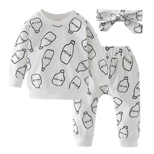 Load image into Gallery viewer, 3Pcs Newborn Baby Girl Clothes Set Fashion Autumn Cotton Letter T-shirt Pants Headband Fall Toddler Infant Outfits Clothing Suit
