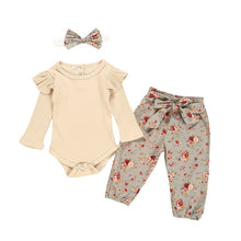 Load image into Gallery viewer, 3Pcs Newborn Baby Girl Clothes Set Fashion Autumn Cotton Letter T-shirt Pants Headband Fall Toddler Infant Outfits Clothing Suit
