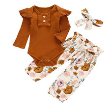 Load image into Gallery viewer, 3Pcs Newborn Baby Girl Clothes Set Fashion Autumn Cotton Letter T-shirt Pants Headband Fall Toddler Infant Outfits Clothing Suit
