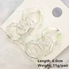 Load image into Gallery viewer, HUANZHI 2020 New Transparent Acrylic Round Circle Small Big Earrings Geometric Long Chain Stud Earrings For Women Girls Jewelry
