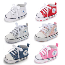 Load image into Gallery viewer, Baby Shoes Boy Girl Star Solid Sneaker Cotton Soft Anti-Slip Sole Newborn Infant First Walkers Toddler Casual Canvas Crib Shoes
