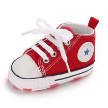 Load image into Gallery viewer, Baby Shoes Boy Girl Star Solid Sneaker Cotton Soft Anti-Slip Sole Newborn Infant First Walkers Toddler Casual Canvas Crib Shoes
