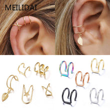 Load image into Gallery viewer, MeiLD Set Ear Cuff Gold Leaf Earcuff Clip On Earrings For Women Men Fashion Fake Cartilage Ear Jewelry
