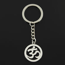 Load image into Gallery viewer, Fashion 30mm Key Ring Metal Key Chain Keychain Jewelry Antique Bronze Silver Color Plated Yoga OM 29x25mm Pendant
