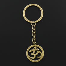 Load image into Gallery viewer, Fashion 30mm Key Ring Metal Key Chain Keychain Jewelry Antique Bronze Silver Color Plated Yoga OM 29x25mm Pendant

