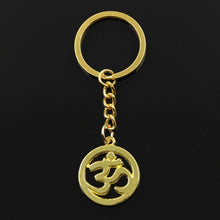 Load image into Gallery viewer, Fashion 30mm Key Ring Metal Key Chain Keychain Jewelry Antique Bronze Silver Color Plated Yoga OM 29x25mm Pendant
