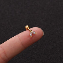 Load image into Gallery viewer, 1pc Zircon Star Moon Stainless Steel Flower Small Gold Stud Piercing Earrings For Women Creative Ear Bone Small Puncture Jewelry
