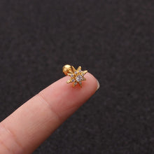 Load image into Gallery viewer, 1pc Zircon Star Moon Stainless Steel Flower Small Gold Stud Piercing Earrings For Women Creative Ear Bone Small Puncture Jewelry
