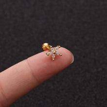 Load image into Gallery viewer, 1pc Zircon Star Moon Stainless Steel Flower Small Gold Stud Piercing Earrings For Women Creative Ear Bone Small Puncture Jewelry
