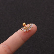 Load image into Gallery viewer, 1pc Zircon Star Moon Stainless Steel Flower Small Gold Stud Piercing Earrings For Women Creative Ear Bone Small Puncture Jewelry
