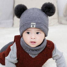 Load image into Gallery viewer, Autumn Winter Children Hats Pom Pom Ball Hat Kids Beanies Cap Girls Boys Warm Wool Hooded Hat Baby Scarves Toddler Caps
