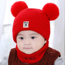 Load image into Gallery viewer, Autumn Winter Children Hats Pom Pom Ball Hat Kids Beanies Cap Girls Boys Warm Wool Hooded Hat Baby Scarves Toddler Caps
