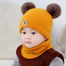 Load image into Gallery viewer, Autumn Winter Children Hats Pom Pom Ball Hat Kids Beanies Cap Girls Boys Warm Wool Hooded Hat Baby Scarves Toddler Caps

