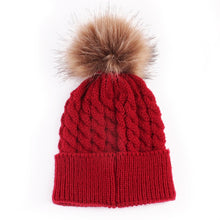 Load image into Gallery viewer, Infant Baby Boy Girl &amp; Mom Winter Knit Warm Soft Beanie Hat Hairball Cap for Adult Children Family Matching Caps Hats
