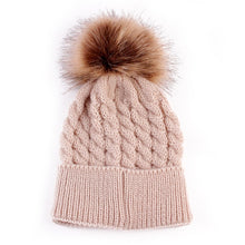 Load image into Gallery viewer, Infant Baby Boy Girl &amp; Mom Winter Knit Warm Soft Beanie Hat Hairball Cap for Adult Children Family Matching Caps Hats
