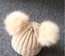 Load image into Gallery viewer, Baby Kids Girls Boys Winter Warm Knit Hat Furry Balls Pompom Solid  Cute Lovely Beanie Cap Kids Fur Pom Hat Gifts
