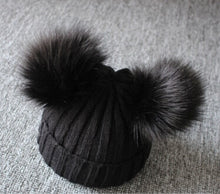 Load image into Gallery viewer, Baby Kids Girls Boys Winter Warm Knit Hat Furry Balls Pompom Solid  Cute Lovely Beanie Cap Kids Fur Pom Hat Gifts
