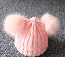 Load image into Gallery viewer, Baby Kids Girls Boys Winter Warm Knit Hat Furry Balls Pompom Solid  Cute Lovely Beanie Cap Kids Fur Pom Hat Gifts
