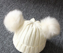 Load image into Gallery viewer, Baby Kids Girls Boys Winter Warm Knit Hat Furry Balls Pompom Solid  Cute Lovely Beanie Cap Kids Fur Pom Hat Gifts
