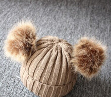 Load image into Gallery viewer, Baby Kids Girls Boys Winter Warm Knit Hat Furry Balls Pompom Solid  Cute Lovely Beanie Cap Kids Fur Pom Hat Gifts
