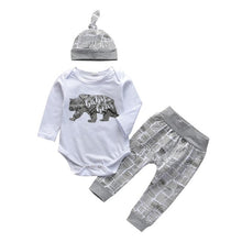 Load image into Gallery viewer, 3 Pcs Newborn Baby Boys Clothes Set Cloud Print Cotton Long Sleeve T-Shirt+Casual Solid Color Pant+Hat Infant Clothing Outfits
