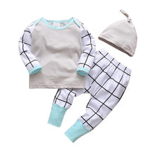 Load image into Gallery viewer, 3 Pcs Newborn Baby Boys Clothes Set Cloud Print Cotton Long Sleeve T-Shirt+Casual Solid Color Pant+Hat Infant Clothing Outfits
