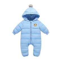 Load image into Gallery viewer, LZH 2020 Autumn Winter Infant Baby Clothing New Baby Boys Thick Down Cotton Jumpsuit Girls Long-sleeved Hooded Romper 3-12 Month
