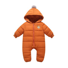 Load image into Gallery viewer, LZH 2020 Autumn Winter Infant Baby Clothing New Baby Boys Thick Down Cotton Jumpsuit Girls Long-sleeved Hooded Romper 3-12 Month
