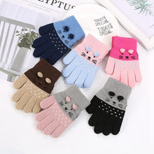 Load image into Gallery viewer, Children Kids Winter Warm Thicken Gloves Girls Boys Toddler Cute Cat Mittens Imitation Cashmere Finger Gloves For 1-7T
