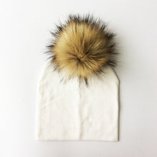 Load image into Gallery viewer, Autumn Winter Boy Girl Faux Raccoon Fur Cotton Kids Caps Baby Beanie Hats With Pompon Children's Accessories
