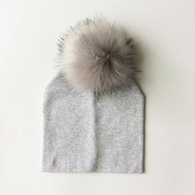 Load image into Gallery viewer, Autumn Winter Boy Girl Faux Raccoon Fur Cotton Kids Caps Baby Beanie Hats With Pompon Children's Accessories
