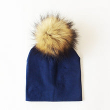 Load image into Gallery viewer, Autumn Winter Boy Girl Faux Raccoon Fur Cotton Kids Caps Baby Beanie Hats With Pompon Children's Accessories
