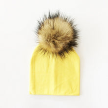 Load image into Gallery viewer, Autumn Winter Boy Girl Faux Raccoon Fur Cotton Kids Caps Baby Beanie Hats With Pompon Children's Accessories
