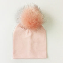 Load image into Gallery viewer, Autumn Winter Boy Girl Faux Raccoon Fur Cotton Kids Caps Baby Beanie Hats With Pompon Children's Accessories
