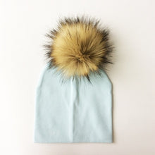 Load image into Gallery viewer, Autumn Winter Boy Girl Faux Raccoon Fur Cotton Kids Caps Baby Beanie Hats With Pompon Children's Accessories
