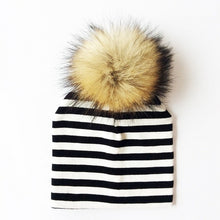 Load image into Gallery viewer, Autumn Winter Boy Girl Faux Raccoon Fur Cotton Kids Caps Baby Beanie Hats With Pompon Children's Accessories
