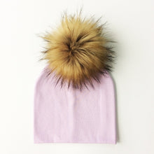 Load image into Gallery viewer, Autumn Winter Boy Girl Faux Raccoon Fur Cotton Kids Caps Baby Beanie Hats With Pompon Children's Accessories

