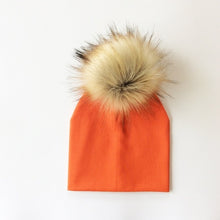 Load image into Gallery viewer, Autumn Winter Boy Girl Faux Raccoon Fur Cotton Kids Caps Baby Beanie Hats With Pompon Children's Accessories
