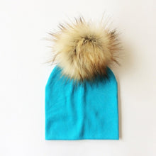 Load image into Gallery viewer, Autumn Winter Boy Girl Faux Raccoon Fur Cotton Kids Caps Baby Beanie Hats With Pompon Children's Accessories
