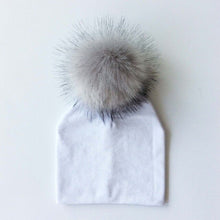 Load image into Gallery viewer, Autumn Winter Boy Girl Faux Raccoon Fur Cotton Kids Caps Baby Beanie Hats With Pompon Children's Accessories
