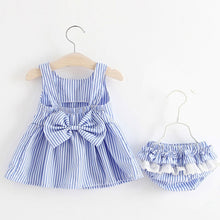 Load image into Gallery viewer, Melario Baby Clothing Sets 2020 Summer Sleeveless Dress Girls Three Piece Sets Short Pants+Dress Set Stripe Patten For Baby 6-24
