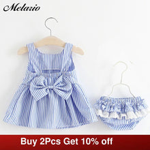 Load image into Gallery viewer, Melario Baby Clothing Sets 2020 Summer Sleeveless Dress Girls Three Piece Sets Short Pants+Dress Set Stripe Patten For Baby 6-24
