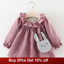 Load image into Gallery viewer, Melario Newborn Baby Girl Dress Autumn Princess Dresses for Kids Dress Cartoon Baby Dress With Bag Infant Clothing Toddler Dress
